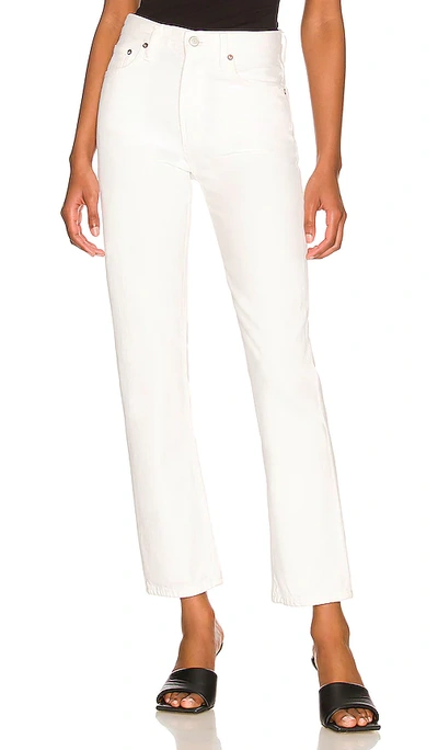 Shop Agolde Mia Mid Rise Straight In White