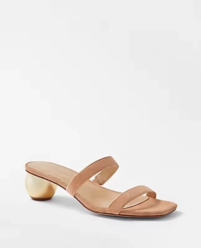 Shop Ann Taylor Ball Heel Suede Sandals In Dominican Sand