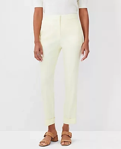 Shop Ann Taylor The High Waist Ankle Pant In Linen Blend In Tender Yellow