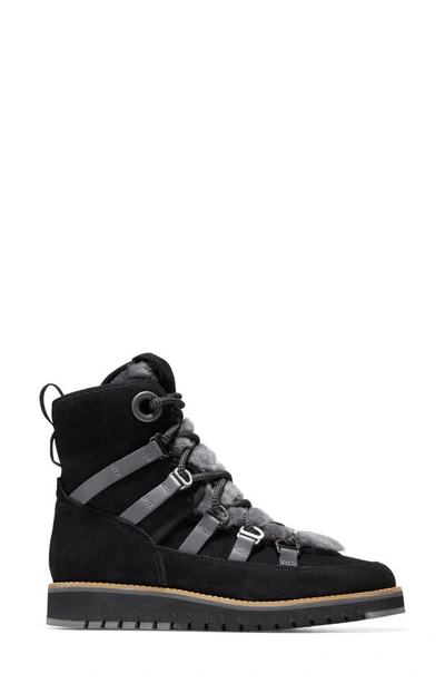 Shop Cole Haan Zerogrand Luxe Water Resistant Hiker Boot In Black Suede/ Smokey Grey