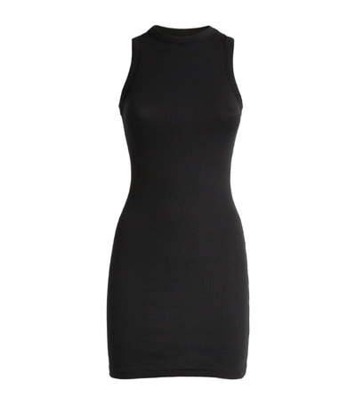 Shop Skims Cotton-blend Rib-knit Tank Dress In Black