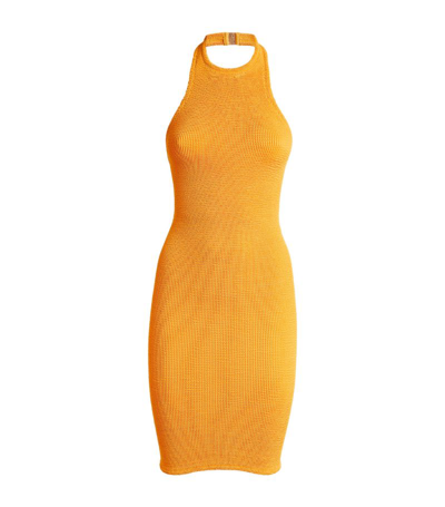 Shop Hunza G Polly Halterneck Dress In Orange