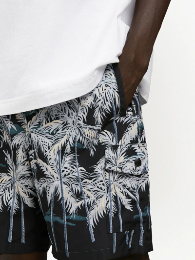 Shop Palm Angels Palm-print Swimming Shorts In Black