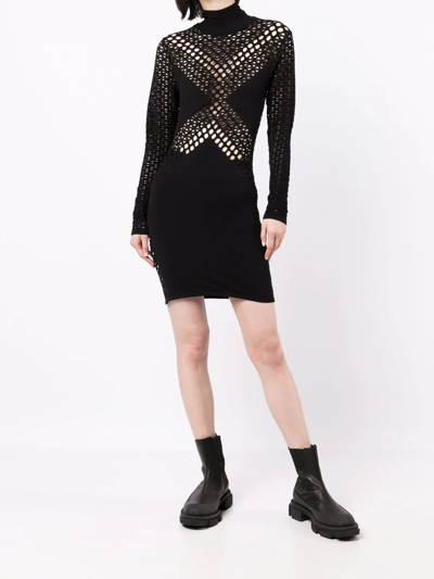Shop Dion Lee Long-sleeve Mini Dress In Schwarz