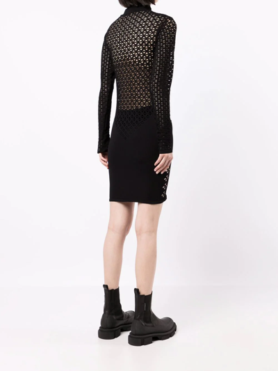 Shop Dion Lee Long-sleeve Mini Dress In Schwarz