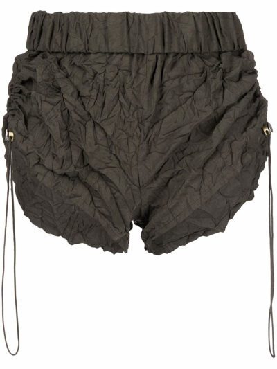 Shop Dion Lee Crinkled-effect Short Shorts In Grün