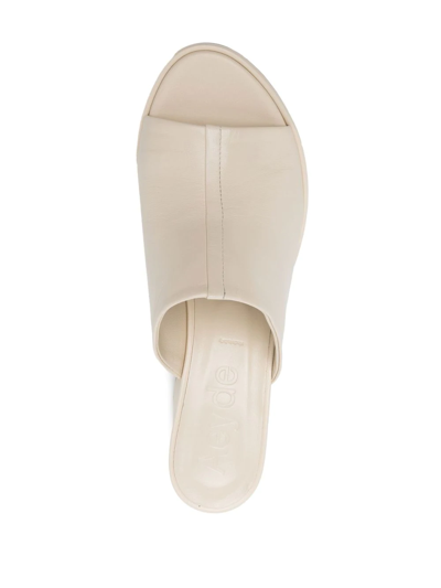 Shop Aeyde Amanda Jade 85mm Leather Mules In Weiss