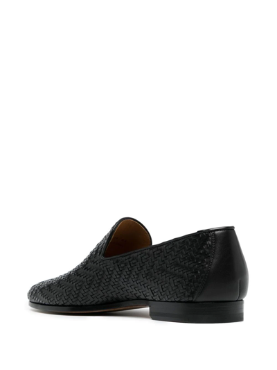 Magnanni Interwoven Leather Loafers In Schwarz