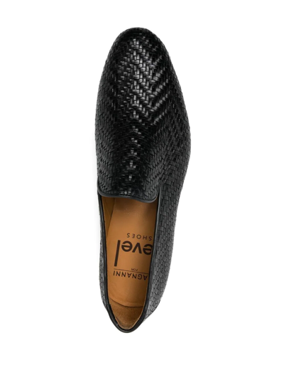 Magnanni Interwoven Leather Loafers In Schwarz