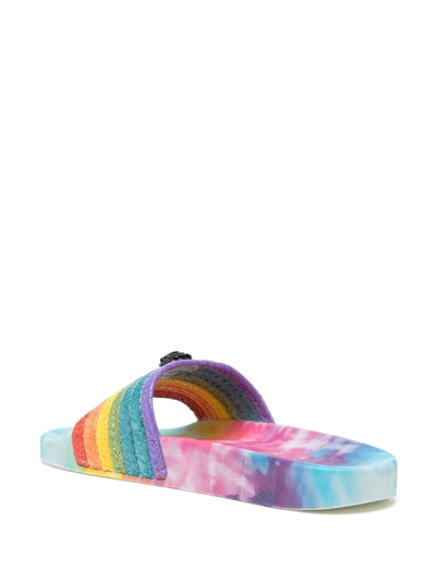 Shop Kurt Geiger Rainbow Stripe-print Open-toe Slides In Mehrfarbig