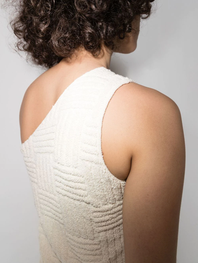 Shop Bottega Veneta Textured One-shoulder Dress In Nude