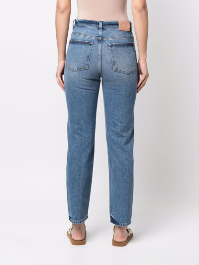 Shop Twinset Cropped Denim Jeans In Blau