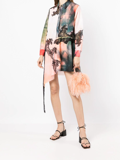 Shop Marques' Almeida Asymmetric Lace Insert Shirt Dress In Rosa
