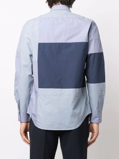 Shop Paul Smith Colour-block Panel Shirt In Blau
