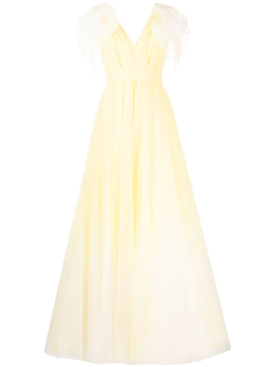 Shop Jenny Packham Bow-detail Ombré Tulle Gown In Yellow
