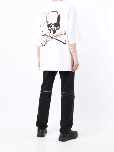 Shop Mastermind Japan Skull And Bones Print T-shirt In Weiss