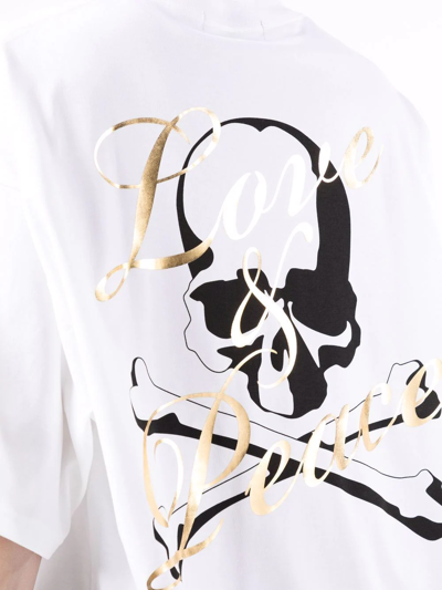 Shop Mastermind Japan Skull And Bones Print T-shirt In Weiss