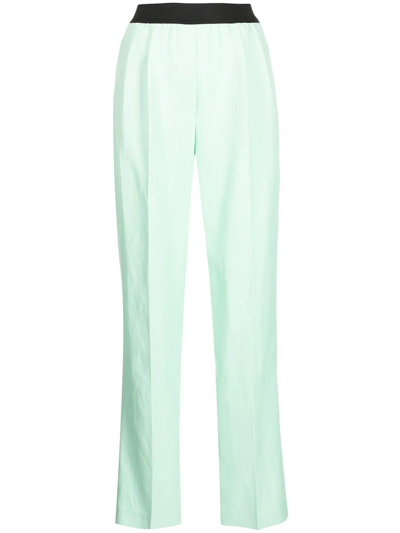 Shop Loulou Studio High-rise Straight-leg Trousers In Green