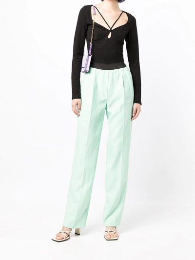 Shop Loulou Studio High-rise Straight-leg Trousers In Green