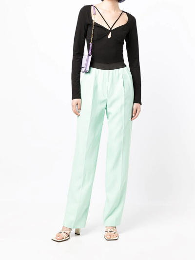 Loulou Studio High-rise Straight-leg Trousers In Green