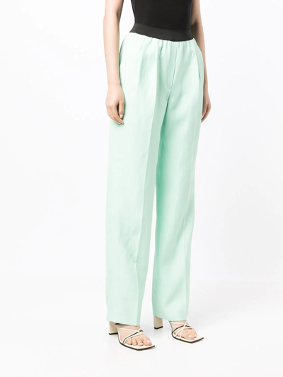 Shop Loulou Studio High-rise Straight-leg Trousers In Green