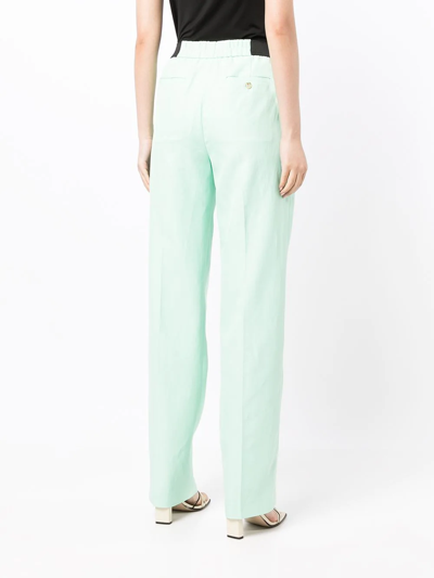 Shop Loulou Studio High-rise Straight-leg Trousers In Green