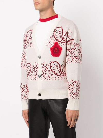 Shop Rhude Intarsia-knit Cardigan In White