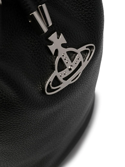 Shop Vivienne Westwood Logo Drawstring Shoulder Bag In Black