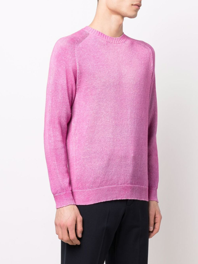 Shop Malo Round Neck Long-sleeved T-shirt In Rosa