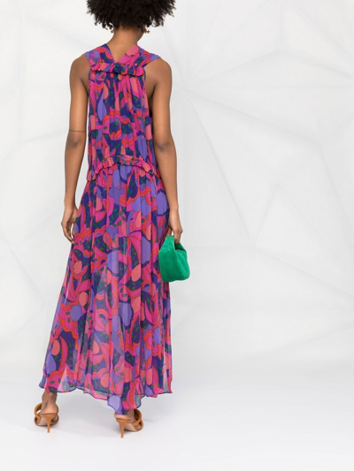 Shop Isabel Marant Abstract Pattern Plunging V-neck Dress In Rosa