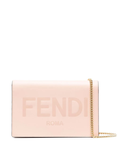 Shop Fendi Logo Wallet-on-chain In Rosa