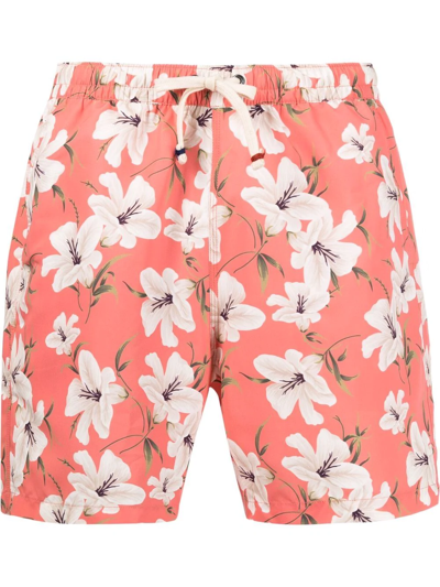 Shop Altea Floral-print Swim Shorts In Orange