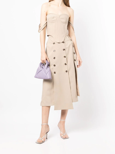 Rokh Button Detail Panelled Skirt In Braun