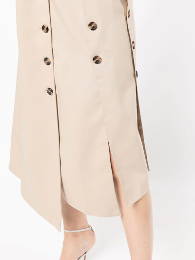 Rokh Button Detail Panelled Skirt In Braun