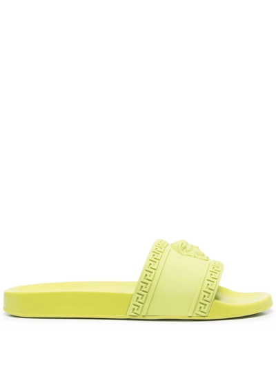 Shop Versace Palazzo Rubber Slides In Grün