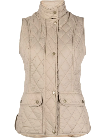 Shop Barbour Otterburn Quilted Buttoned Gilet In Nude
