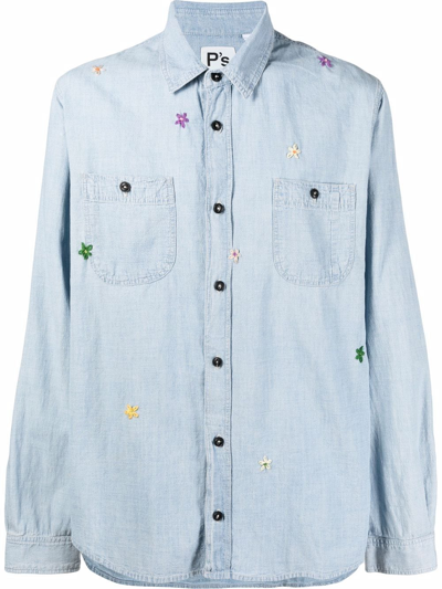 PRESIDENT'S FLORAL-EMBROIDERED DENIM SHIRT 