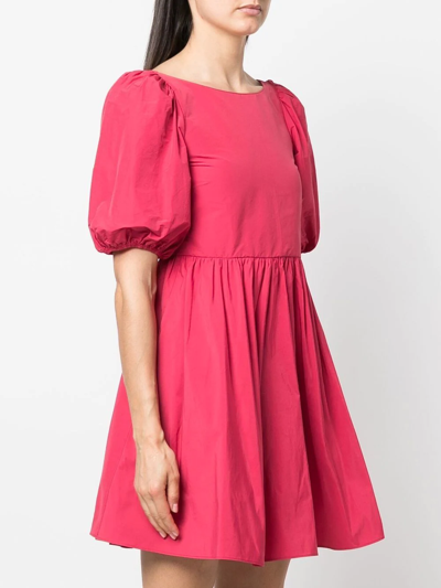 Shop Red Valentino Puff-sleeved A-line Dress In Rosa