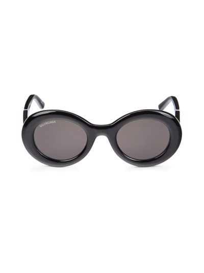 Shop Balenciaga Women's 50mm Chunky Round Sunglasses In Black