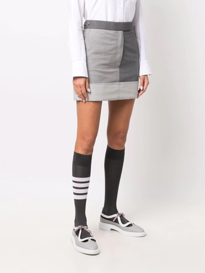 Shop Thom Browne Two-tone Mini Skirt In Grey