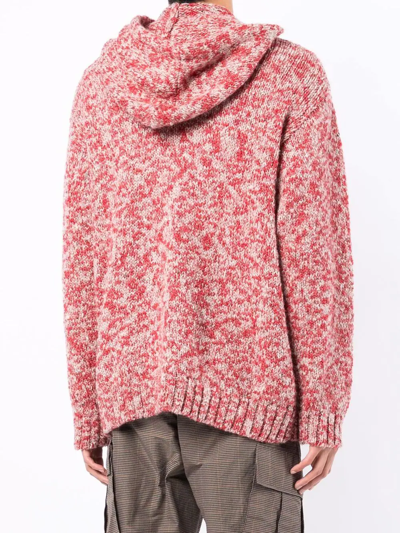 Shop Undercover Mélange-effect Knitted Hoodie In Red