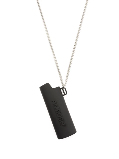Shop Ambush Logo Lighter Case Pendant Necklace In Silver