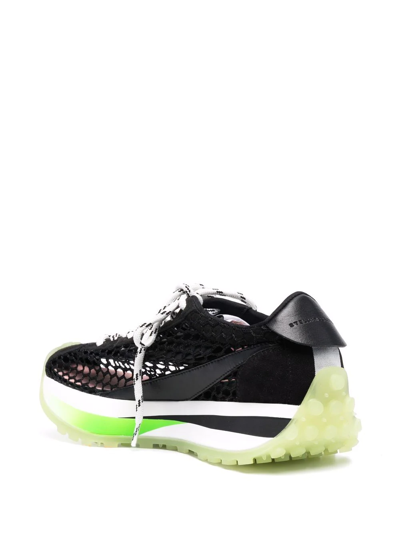 Shop Stella Mccartney Logo-patch Mesh-knit Low-top Sneakers In Black