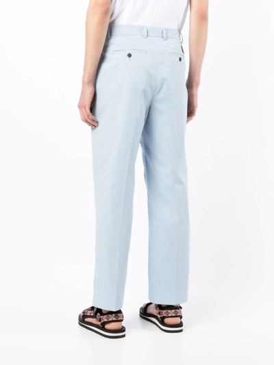 Shop Kenzo Straight-leg Cotton Trousers In Blue