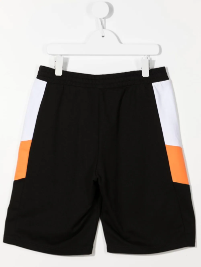 Ea7 Logo-print Colourblock Bermuda Shorts In Black