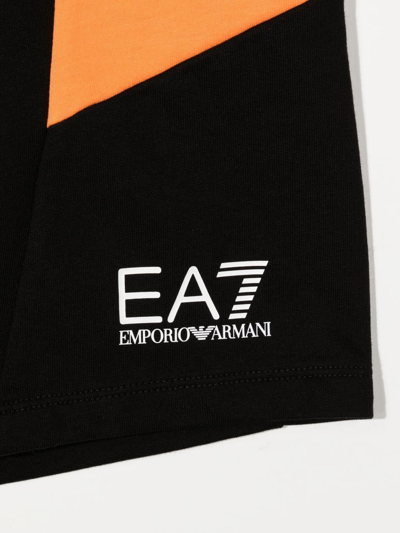 Ea7 Logo-print Colourblock Bermuda Shorts In Black