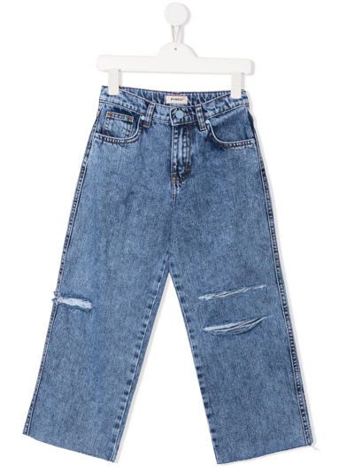 Shop Pinko Distressed Logo Jeans In Blue