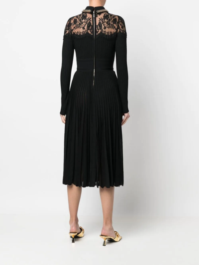 Shop Elie Saab Lace-detail Knit Dress In Black