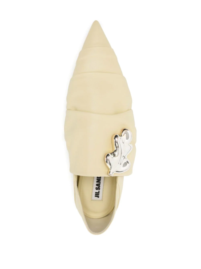 Shop Jil Sander Pointed Leather Loafers In Yellow