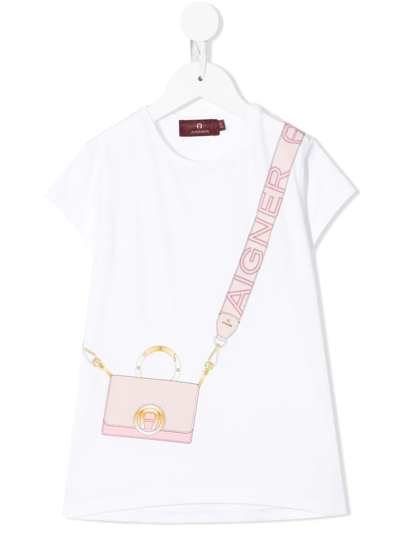 Shop Aigner Logo Bag-print T-shirt In White